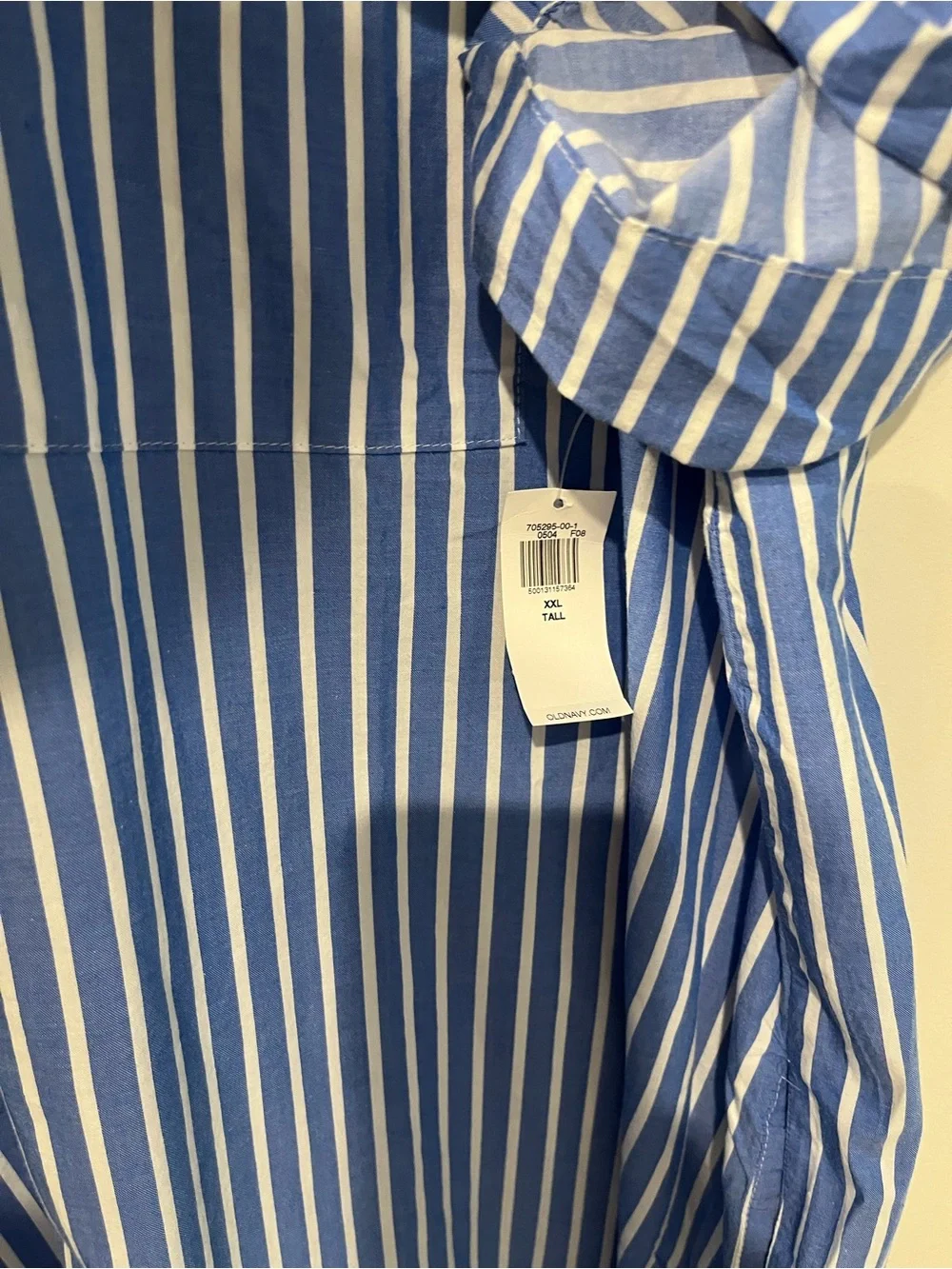 💙 2 for $25 NWT Old Navy Blue and White Striped Cotton Shirtdress Size XXL Tall - Picture 3 of 7